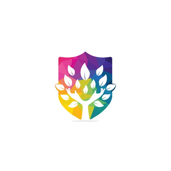 Diseño Creativo Del Logotipo Del Árbol Mano Verde Logo Productos — Vector de stock
