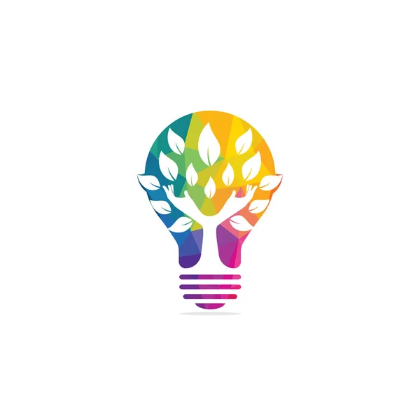 Kreative Grüne Hand Baum Und Glühbirne Logo Design Naturprodukte Logo — Stockvektor