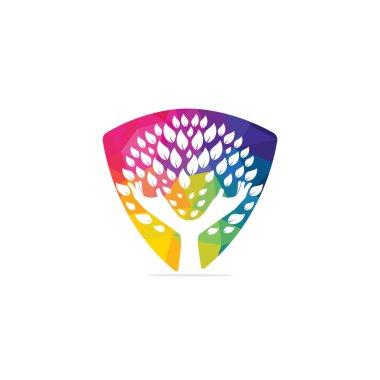 Yaratıcı yeşil el ağacı logosu tasarımı. Doğal ürün logosu. Kozmetik ikonu. Spa logosu. Güzellik salonu veya yoga logosu.