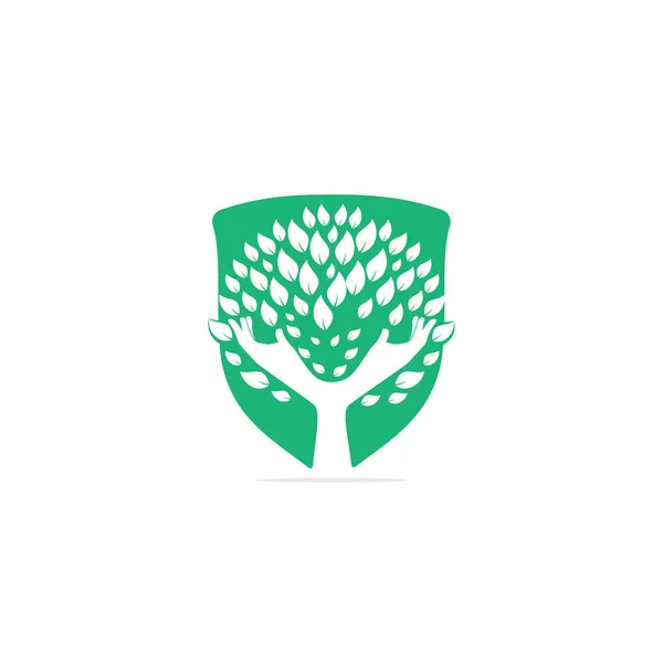 Design Logotipo Árvore Mão Verde Criativo Logotipo Produtos Naturais Ícone — Vetor de Stock