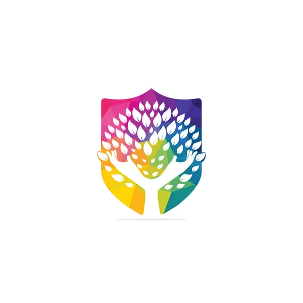 Design Logotipo Árvore Mão Verde Criativo Logotipo Produtos Naturais Ícone —  Vetores de Stock