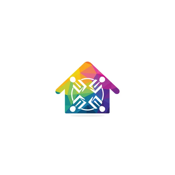 コミュニティ ホーム ロゴデザイン 家と人のベクトルのアイコン — ストックベクタ