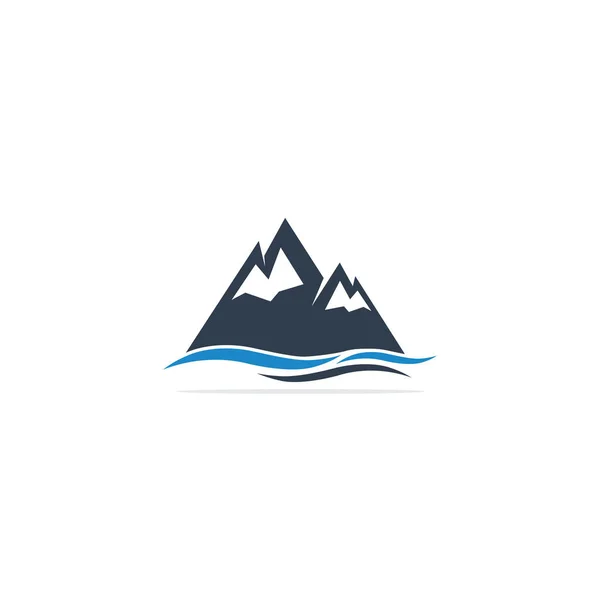Berg Logo Vektor Illustrationen Mit Wasser Welle Element — Stockvektor