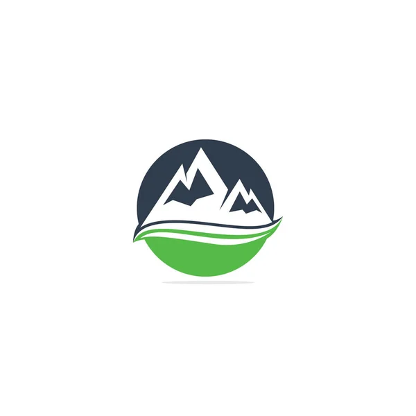 Berg Logo Vektor Illustrationen Mit Wasser Welle Element — Stockvektor