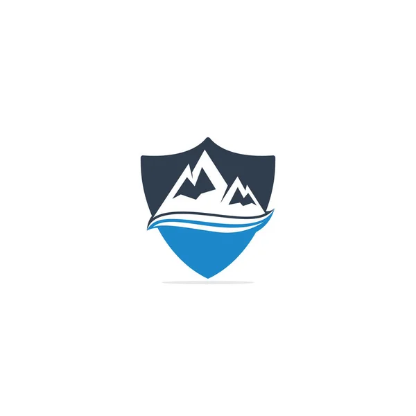 Illustrations Vectorielles Logo Montagne Avec Élément Vague Eau — Image vectorielle