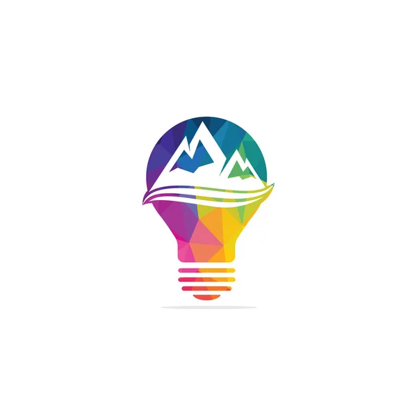 Modèle Logo Ampoule Montagne Vecteur Conception — Image vectorielle