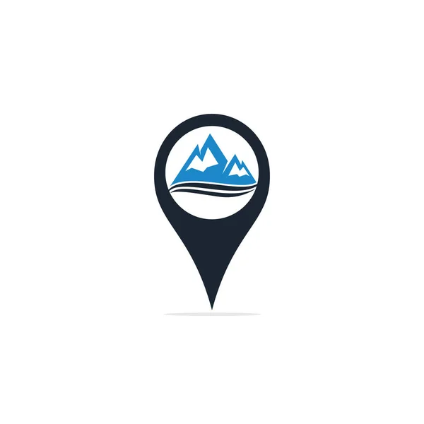 Concept Montagne Gps Conception Logo Voyage Vecteur Montagne Carte Pointer — Image vectorielle