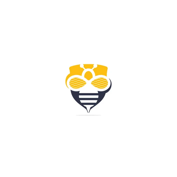 Bee Logo Design Logotipo Abelha Conceito Para Design Pacote Mel — Vetor de Stock