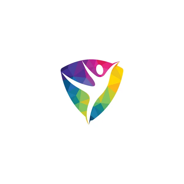 Szczęśliwy Projekt Logo Wektora Ludzkiego Logo Zdrowia Fitness Logo Kobiety — Wektor stockowy