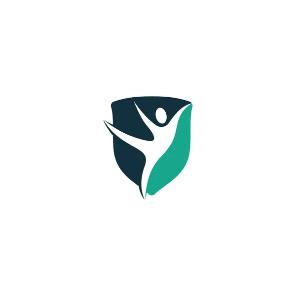 Design Logotipo Vetor Humano Feliz Logotipo Saúde Fitness Logotipo Mulher — Vetor de Stock