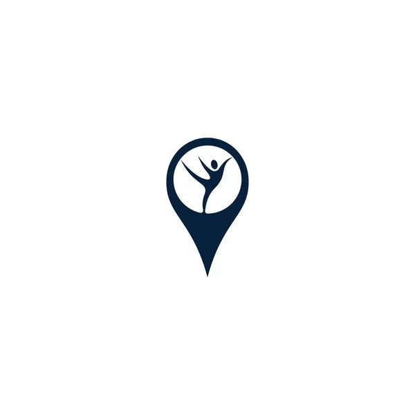 Health Fitness Studio Locate Logo Design Happy Human Gps Icon — Stock Vector