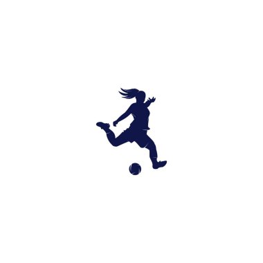 Kadın futbol kulübü vektör logosu tasarımı. Kadınlar futbol sporları iş logosu kavramı.