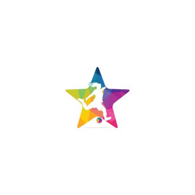 Kadın futbol yıldızı kulüp logosu tasarımı. Kadınlar futbol sporları iş logosu kavramı.