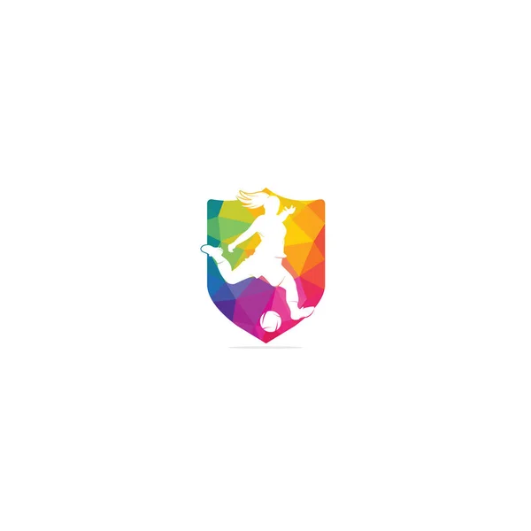 Diseño Del Logotipo Del Club Fútbol Femenino Vector Mujeres Fútbol — Vector de stock