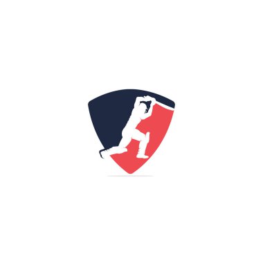 Batsman kriket vektör tasarımı oynuyor. Kriket yarışması logosu.
