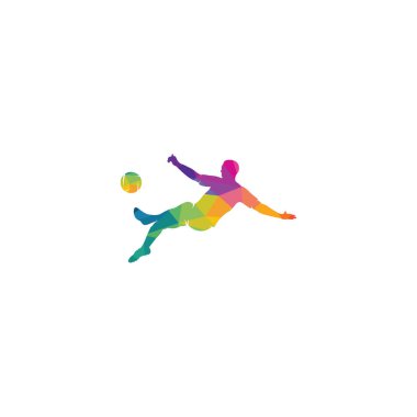 Futbol ve Futbolcu Adam Logo Vektör Tasarımı.