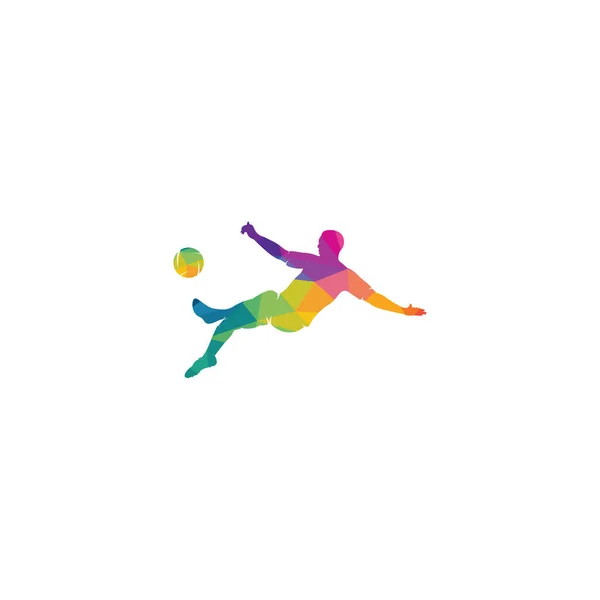 サッカー選手とサッカー選手のロゴベクトルデザイン — ストックベクタ
