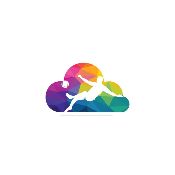 Ποδόσφαιρο Και Ποδοσφαιριστής Man Cloud Shape Logo Διάνυσμα Σχεδιασμός Σύγχρονη — Διανυσματικό Αρχείο