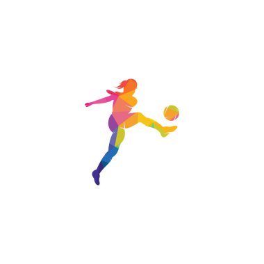 Kadın futbol kulübü vektör logosu tasarımı. Kadınlar futbol sporları iş logosu kavramı.