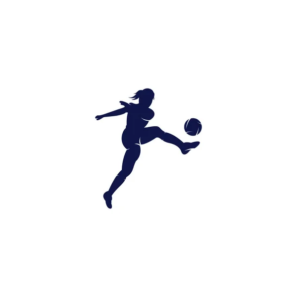 Kadın futbol kulübü vektör logosu tasarımı. Kadınlar futbol sporları iş logosu kavramı.