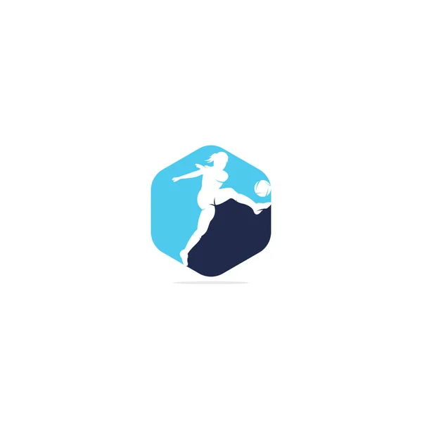 女性サッカークラブベクトルのロゴデザイン 女性サッカービジネスロゴのコンセプト — ストックベクタ