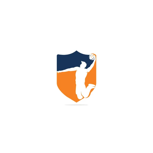 Diseño Del Logo Del Vector Baloncesto Deporte Baloncesto Jugador Slam — Vector de stock