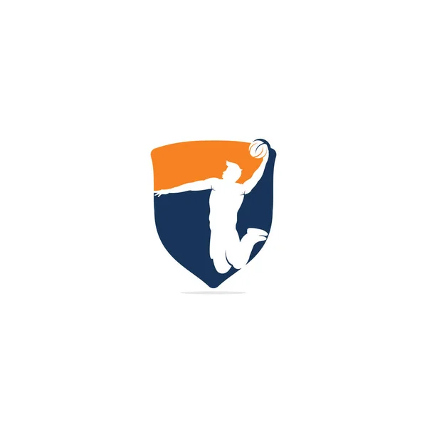 Σχεδιασμός Λογότυπου Basketball Sport Μπάσκετ Παίκτης Slam Dunk Σχεδιασμό Διάνυσμα — Διανυσματικό Αρχείο