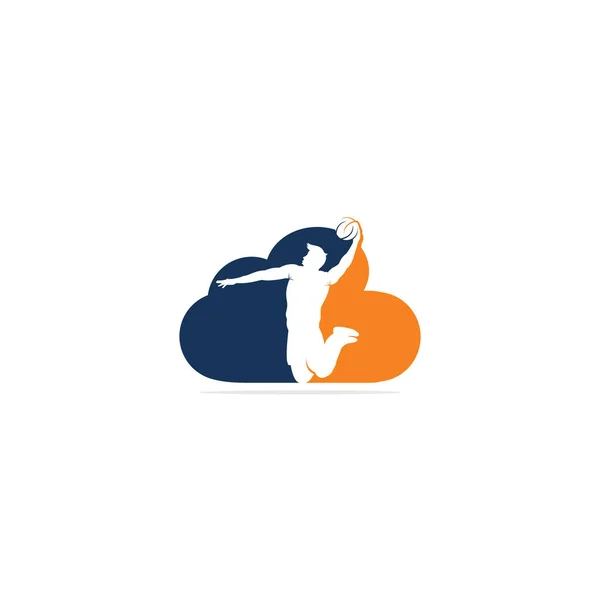 Diseño Del Logo Del Vector Forma Nube Baloncesto Deporte Baloncesto — Vector de stock