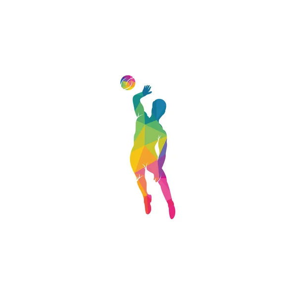 Conception Abstraite Logo Vectoriel Saut Joueur Volleyball — Image vectorielle