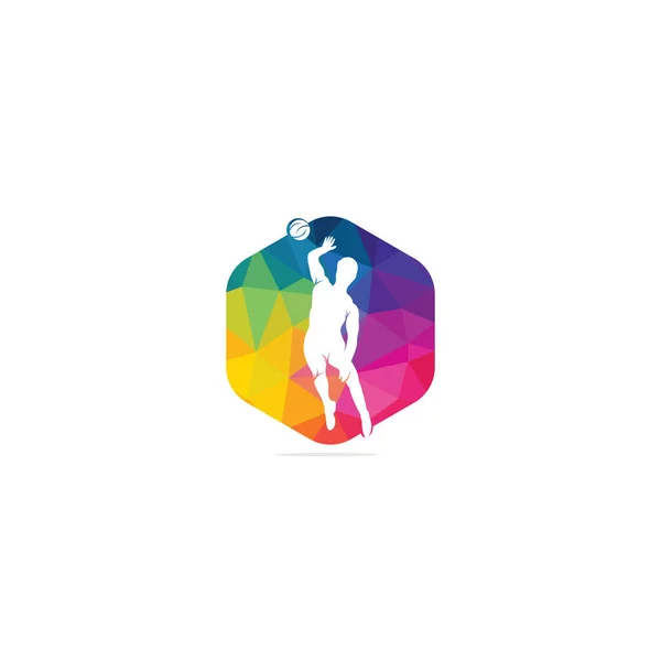 Diseño Abstracto Del Logotipo Del Vector Salto Jugador Voleibol — Archivo Imágenes Vectoriales