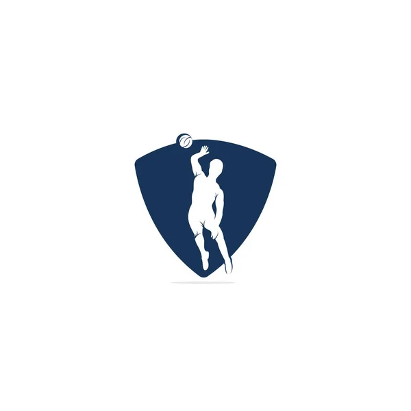 Αφηρημένη Παίκτης Βόλεϊ Άλμα Διάνυσμα Σχεδιασμό Λογότυπο — Διανυσματικό Αρχείο