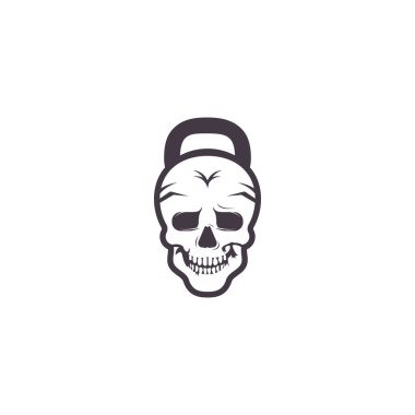 Skull Fitness vektör logosu tasarımı. Modern profesyonel tren sert spor şablon logosu tasarımı.