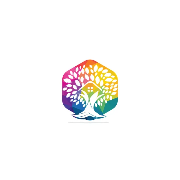 Tree House Logo Design Eco House Vector Design Template — Stock Vector