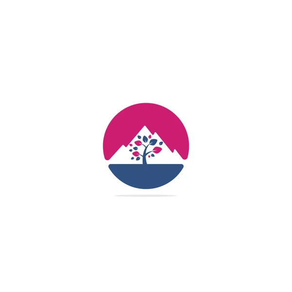 Logo Design Für Berge Und Baumvektoren Logo Für Reise Landwirtschafts — Stockvektor