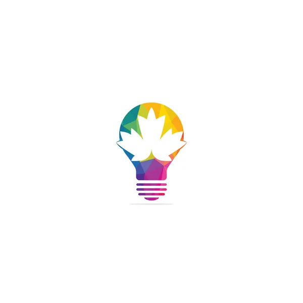 Glühbirne Mit Logo Design Aus Ahornblatt Ahornblatt Energie Vektor Logo — Stockvektor