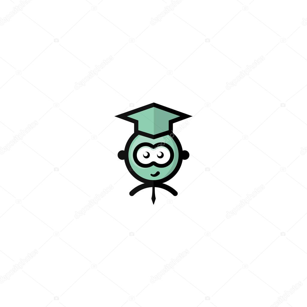 Graduated boy vector logo design. Boy in an academic cap icon.