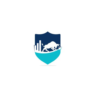 Finansal boğa logosu tasarımı. Ticaret Boğa Haritası, finans logosu. Ekonomi finans grafiği bar işletme verimlilik logosu simgesi.