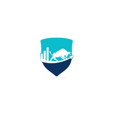 Finansal boğa logosu tasarımı. Ticaret Boğa Haritası, finans logosu. Ekonomi finans grafiği bar işletme verimlilik logosu simgesi.