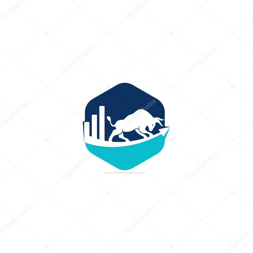 Financial bull logo design. Trade Bull Chart, finance logo. Economy finance chart bar business productivity logo icon.