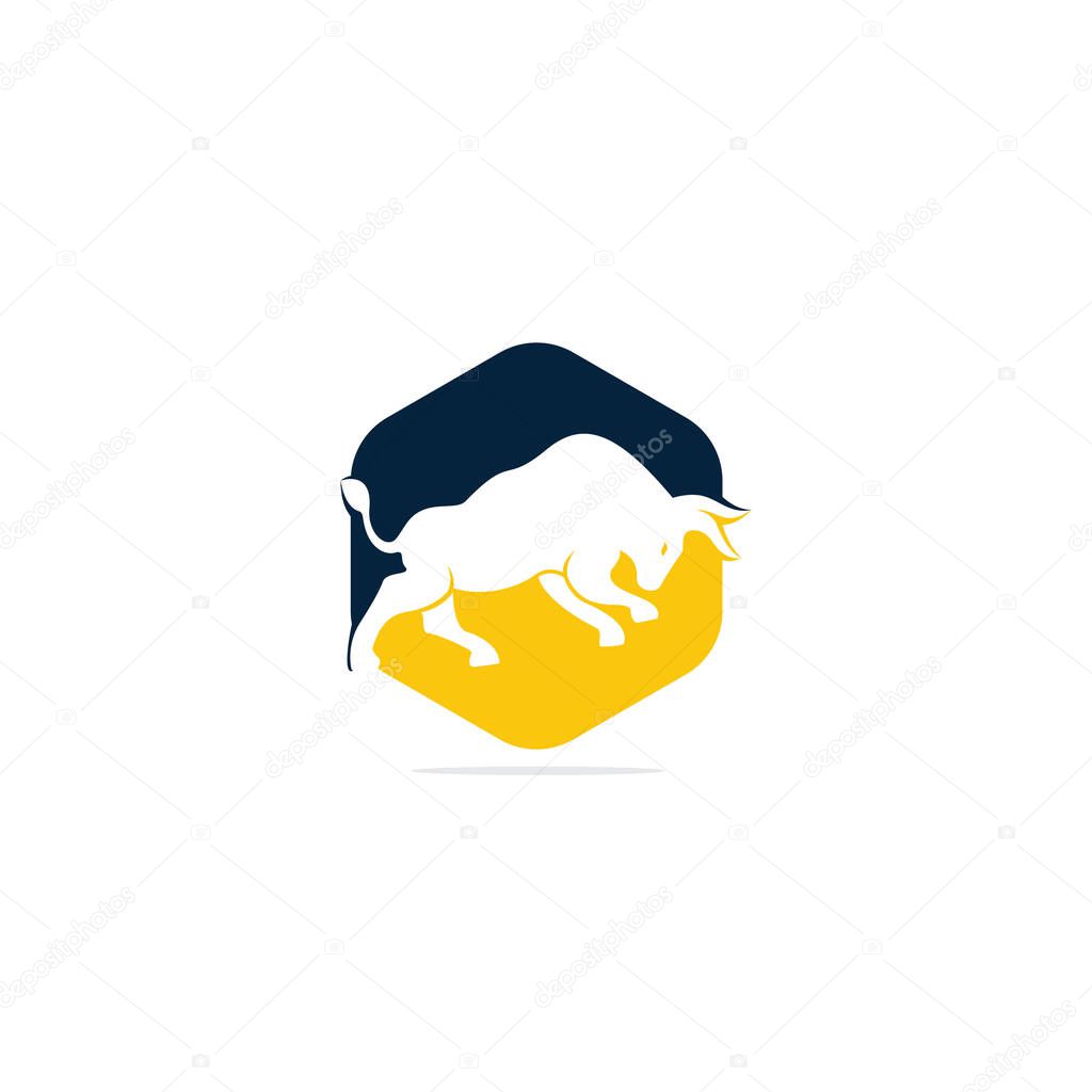 Bull vector logo design. Simple animal vector logo design template.