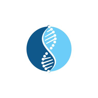 Bilim genetik vektör logo tasarımı. Genetik analiz, araştırma biyoteknoloji kodu Dna. Biyoteknoloji genom kromozomu.