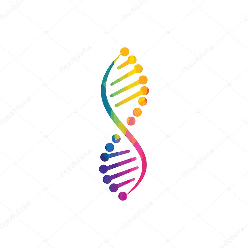Science genetics vector logo design. Genetic analysis, research biotech code DNA. Biotechnology genome chromosome.