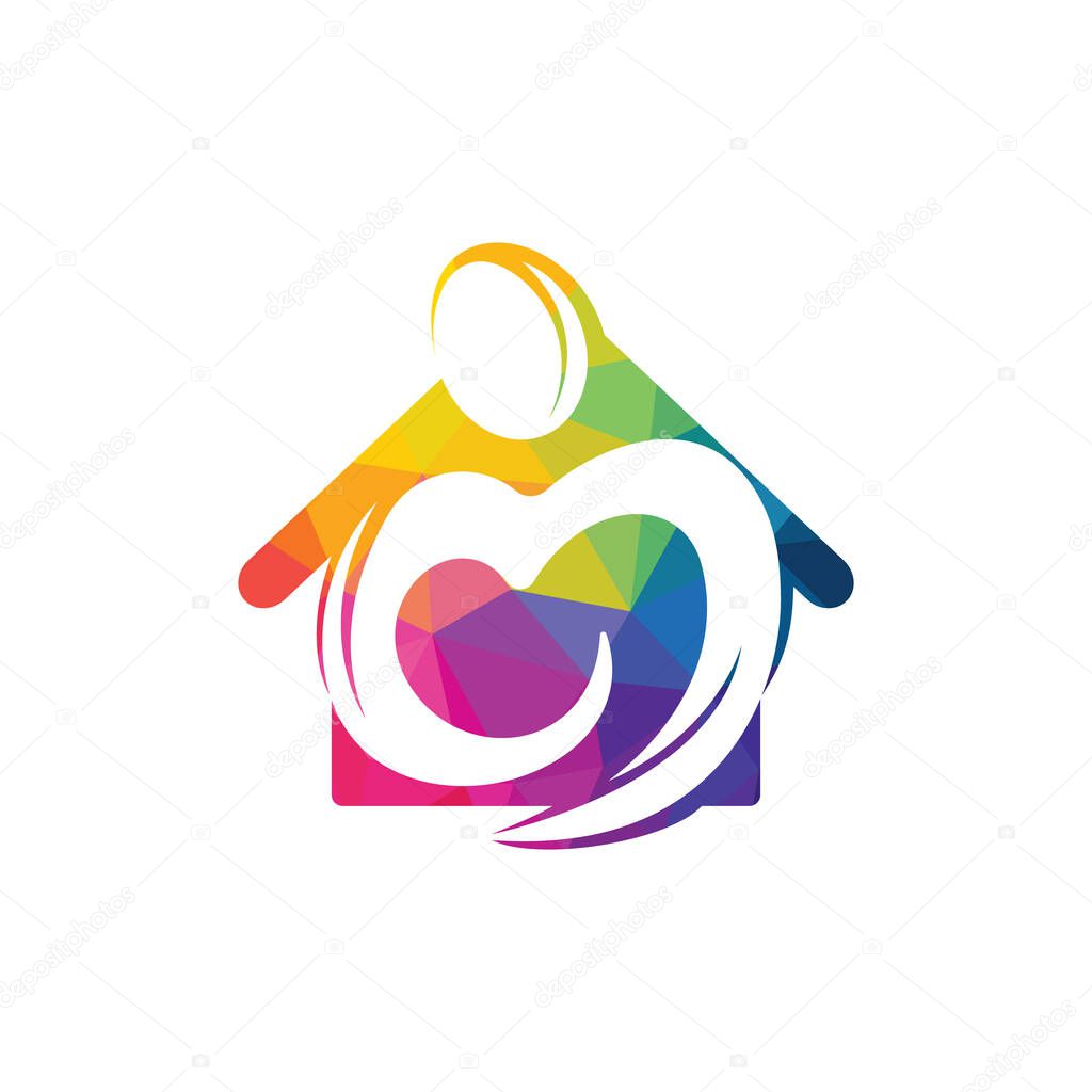 Charity and care logo design. Happy home logo concept.