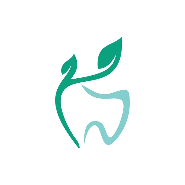 Natural Dental Vector Logo Design Tooth Leaf Icon Logo Design — Stock Vector