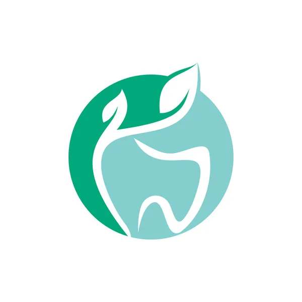 Естественный Дизайн Векторного Логотипа Зубов Дизайн Логотипа Изображением Зубов Листьев — стоковый вектор