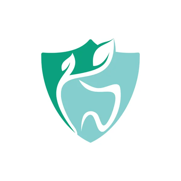 Natural Dental Vector Logo Design Tooth Leaf Icon Logo Design — Stock Vector