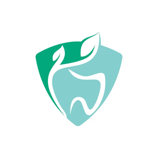 Natural Dental Vector Logo Design Tooth Leaf Icon Logo Design — Stock Vector