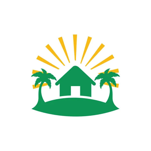 Beach House Logo Design Beach Resort Logo Design — Stock Vector