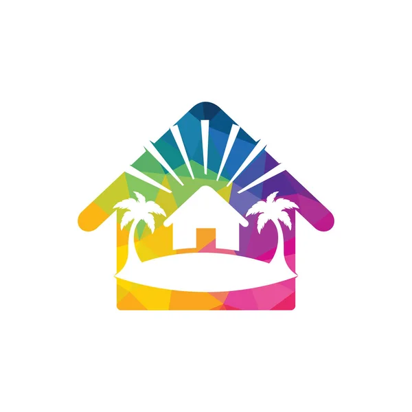 Beach House Logo Design Strandanläggningens Logotyp — Stock vektor
