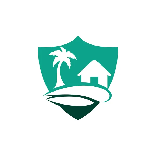 ビーチハウスのロゴデザイン ビーチリゾートのロゴデザイン — ストックベクタ